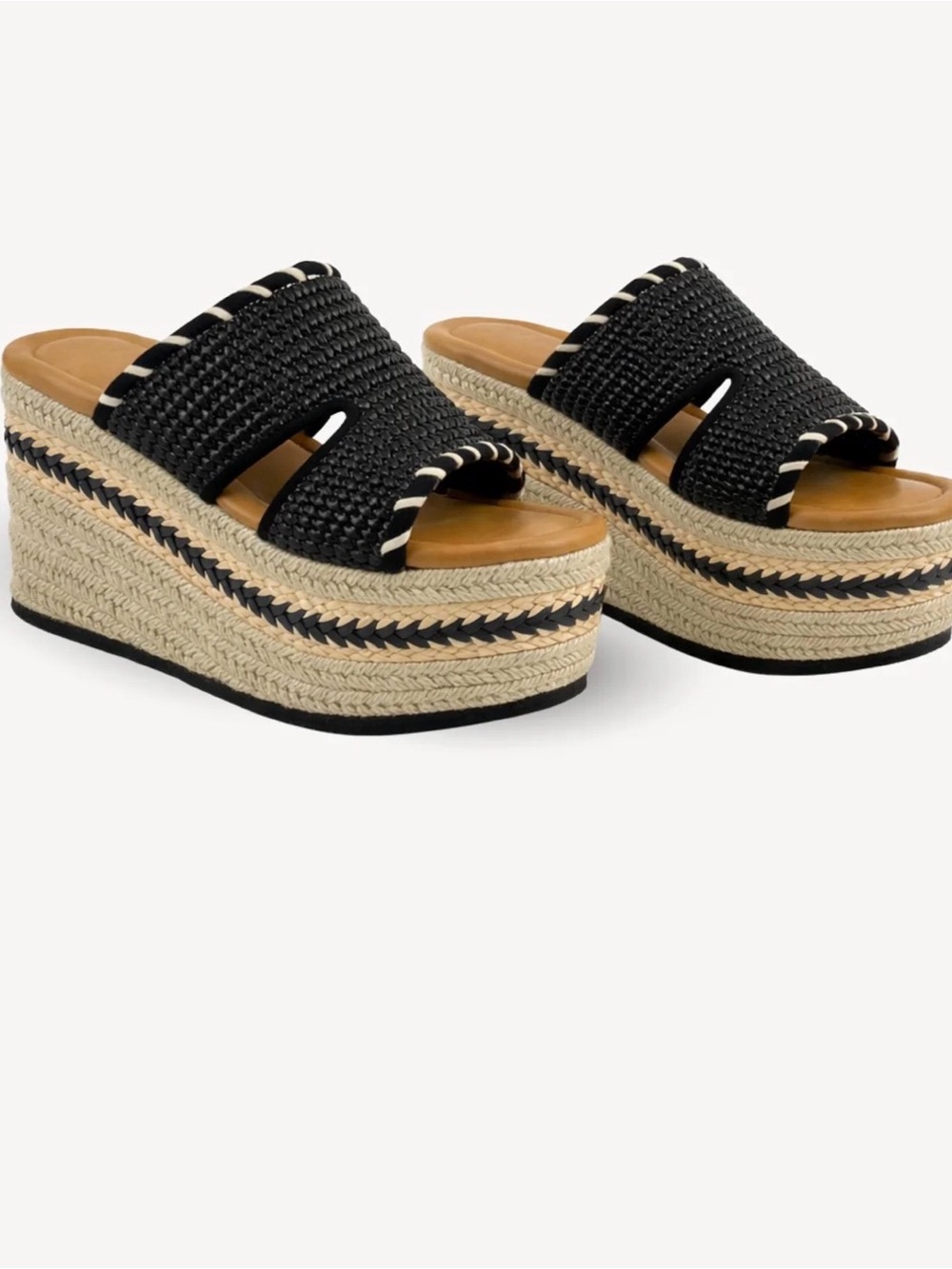 Woven Black Platform Slide Sandals - Picture 2 of 4